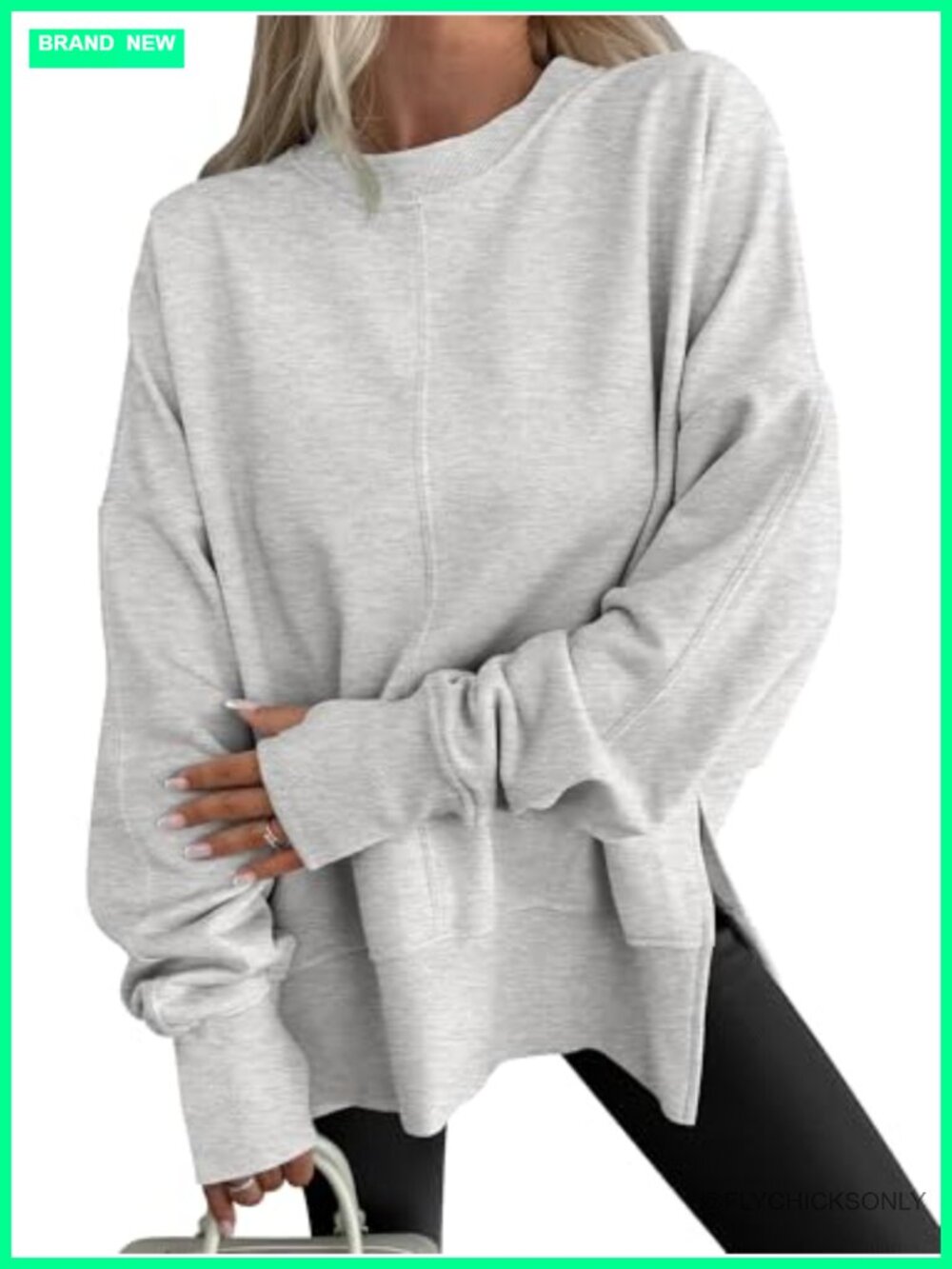 Oversized Sweatshirt Thumbhole Rayon Polyester Pullover